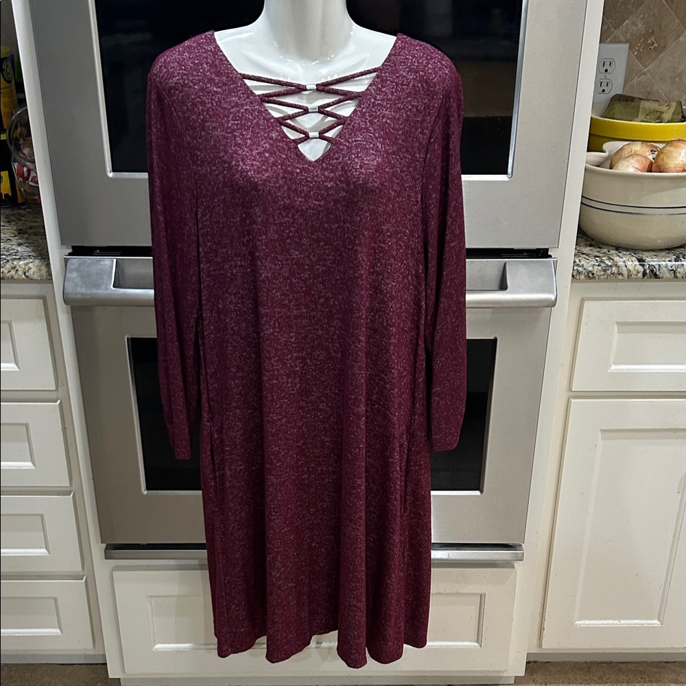 Apt. 9 Maroon Long Sleeve Dress